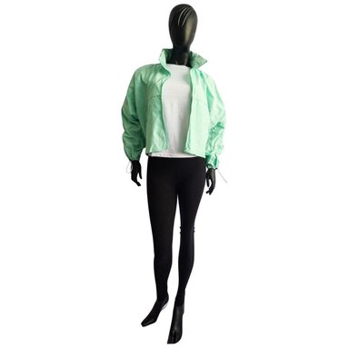 CASACA RUNNING MUJER NISA VERDE AGUA CORTAVIENTO CROP - 5