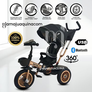 TRICICLO GUIADOR GIRATORIO «MAXI» CON BLUETOOTH BLACK