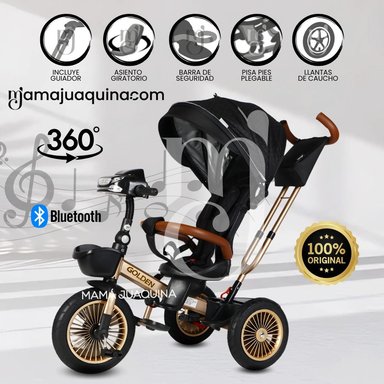 TRICICLO GUIADOR 3 EN 1 «GOLDEN III NEW COLLECTION» USB NEGRO