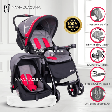 COCHE CUNA EBABY BRAVIAR NEW TRAVEL SYSTEM ROJO