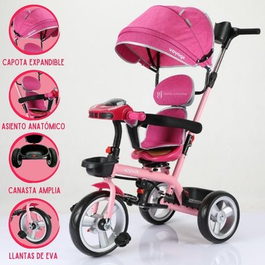 TRICICLO VOYAGE VENECIA TRAVEL ROSADO GUIADOR 3 EN 1