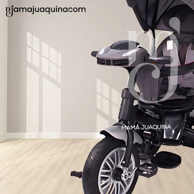 TRICICLO EBABY ZOE GRIS GUIADOR 3 EN 1 - 4