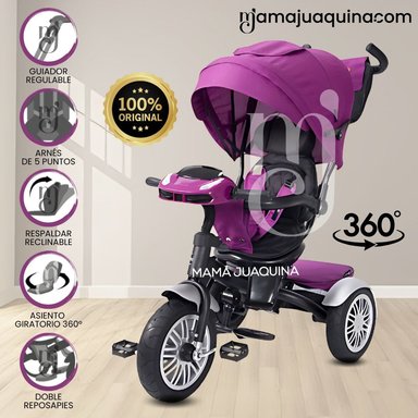 TRICICLO EBABY ZOE ROSADO GUIADOR 3 EN 1