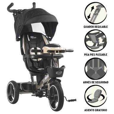 TRICICLO EBABY GUIADOR 3 EN 1 VENICE NEGRO