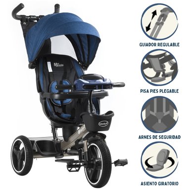 TRICICLO EBABY GUIADOR 3 EN 1 VENICE AZUL
