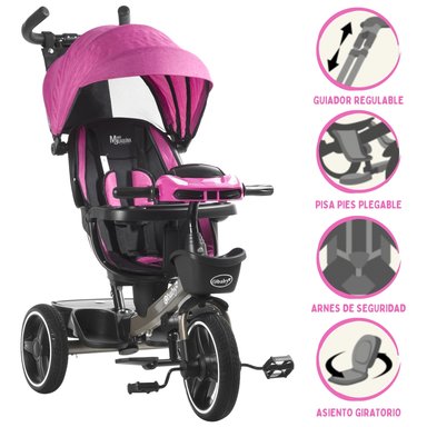 TRICICLO EBABY GUIADOR 3 EN 1 VENICE ROSADO