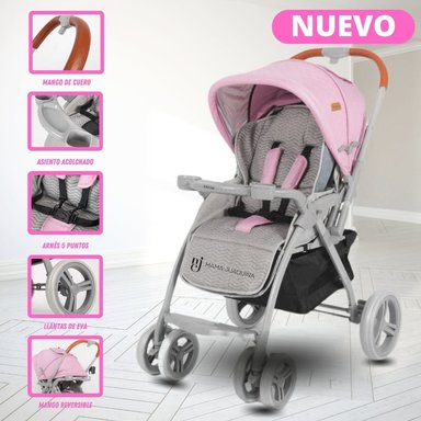 COCHE CUNA BABY HAPPY BARCELONA ROSADO DEPORTIVO REVERSIBLE