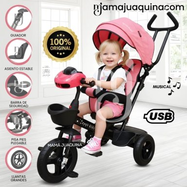 TRICICLO KIDS CUTE AVENTURE ROSADO GUIADOR
