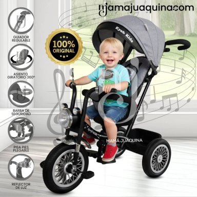 TRICICLO KIDS GUIADOR BABY BLISS GRIS