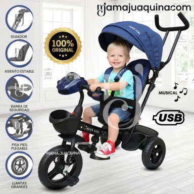 TRICICLO KIDS CUTE AVENTURE AZUL GUIADOR