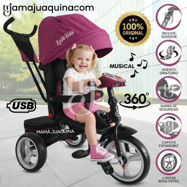 TRICICLO KIDS PEDAL BABY MORADO GUIADOR - 1
