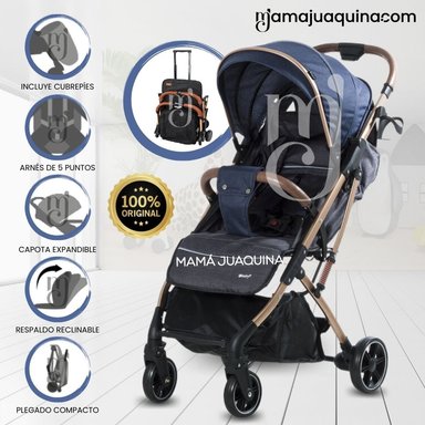 COCHE PASEO EBABY SUNNY GOLD MALETA AZUL