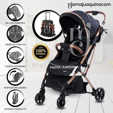 COCHE DE PASEO MALETA EBABY SUNNY GOLD NEGRO