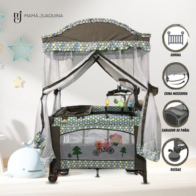 CUNA CORRAL KINGDOM MAJESTIC ARABIC ALUMINIO CAFÉ CLARO 2 EN 1