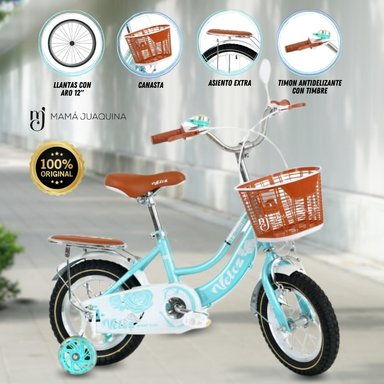 BICICLETA CAMPERA ARO 12 COQUETTE CELESTE