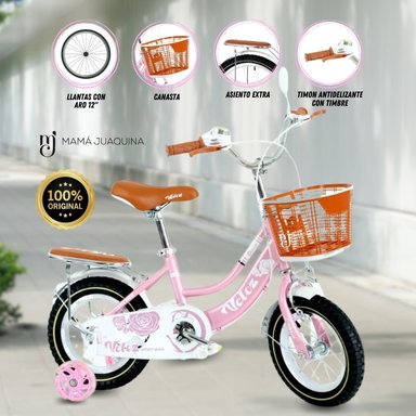 BICICLETA CAMPERA ARO 12 COQUETTE ROSADO