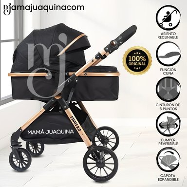 COCHE CUNA MECEDORA BABY KITS PARIS PLUS ROSADO DE LUJO