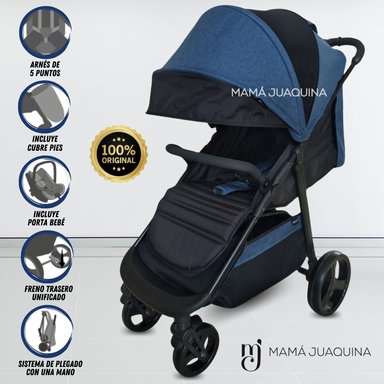 COCHE PASEO EBABY CAZZU AZUL CON PORTA BEBÉ
