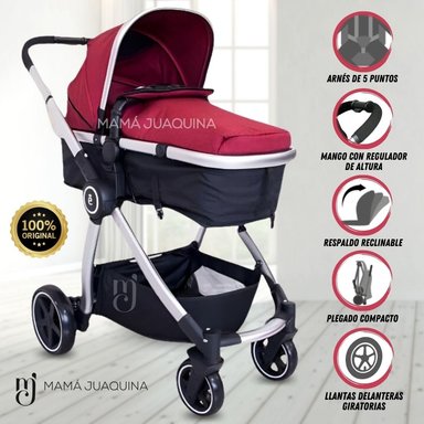 COCHE CUNA EBABY CAMBOYA VINO MOISÉS LUJO