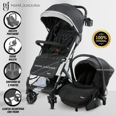 COCHE DE PASEO MALETA «DOLCE PRAGA» CON PORTABEBÉ NEGRO