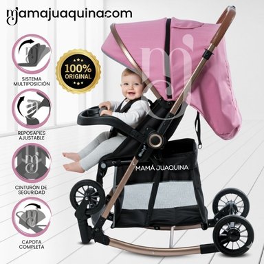 COCHE MECEDORA EBABY EXUTOIRE ROSADO LUJO EDICIÓN LIMITADA