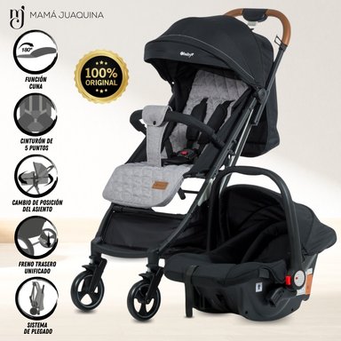 COCHE TRAVEL SYSTEM EBABY BRUNEI NEGRO MALETA CON PORTA BEBÉ