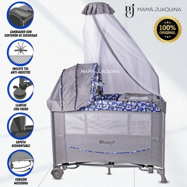 CUNA CORRAL EBABY FIYI AZUL LUJO EDICIÓN LIMITADA