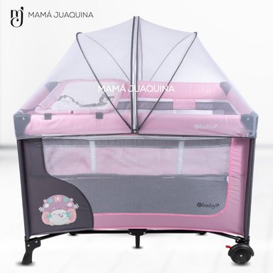 CUNA CORRAL EBABY LUUBORN ALUMINIO ROSADO LUJO EDICIÓN LIMITADA - 4