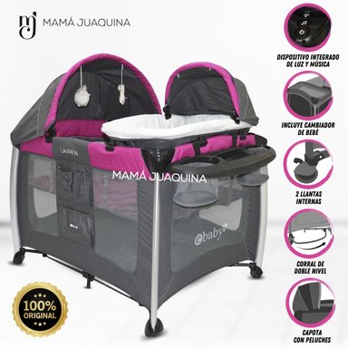 CUNA CORRAL EBABY MALASIA ALUMINIO ROSADO LUJO EDICIÓN LIMITADA