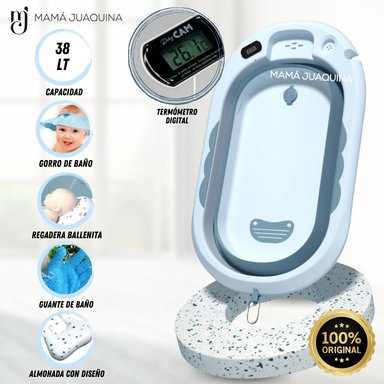 BAÑERA ZUMAR PORTÁTIL CON TERMÓMETRO DIGITAL AZUL