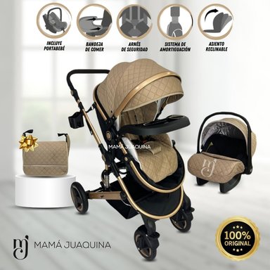 COCHE CUNA BABY GRAND LUMIERE BEIGE MOISÉS 4 EN 1 CON PORTABEBÉ