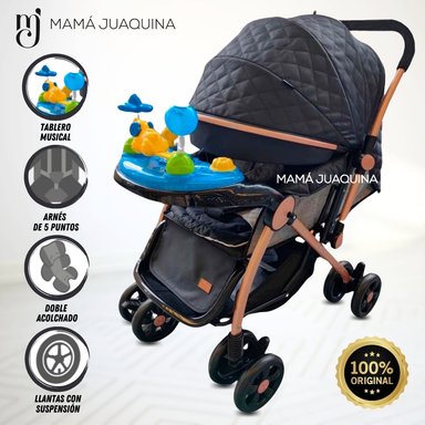 COCHE CUNA BABY SUMMER DREAM NEGRO MUSICAL LUJO