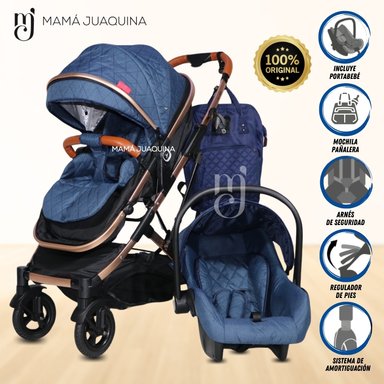 COCHE CUNA BABY LIETTI AZUL MOISÉS MINI 4 EN 1 CON PORTABEBÉ