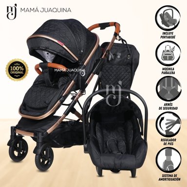 COCHE CUNA BABY LIETTI NEGRO MOISÉS MINI 4 EN 1 CON PORTABEBÉ