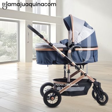 COCHE CUNA BABY JELANI AZUL MOISÉS LUJO 4 EN 1 CON PORTABEBE - 2