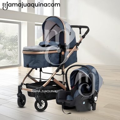 COCHE CUNA BABY JELANI AZUL MOISÉS LUJO 4 EN 1 CON PORTABEBE - 4