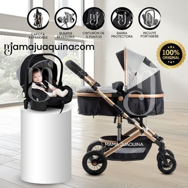 COCHE CUNA BABY JELANI NEGRO MOISÉS LUJO 4 EN 1 CON PORTABEBE