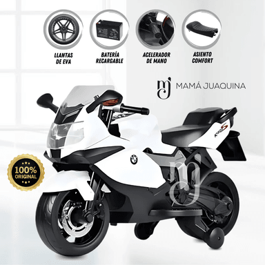 MOTO A BATERÍA PARA NIÑOS «YAMAHA II»  BMW LICENCED BLANCO - 1