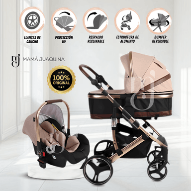 COCHE CUNA BABY MARQUILIA BEIGE MOISÉS CON PORTABEBÉ
