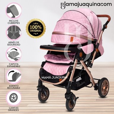 COCHE CUNA BABY SUNDAY DREAMS ROSADO LUJO