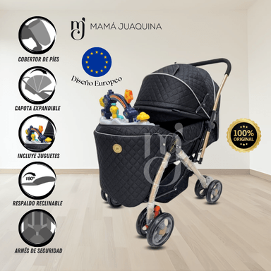 COCHE CUNA BABY SUMMER DAY NEGRO MUSICAL LUJO