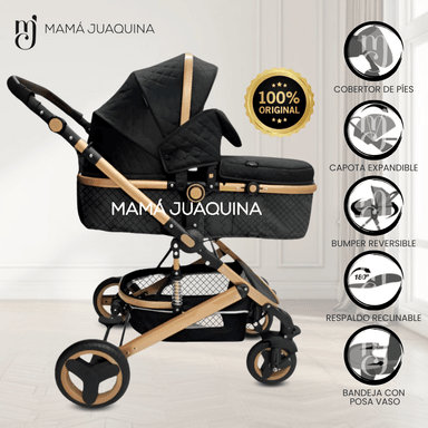 COCHE CUNA KIDS NEGRO MOISÉS LUJO LOVY BABY CON PORTAVASO