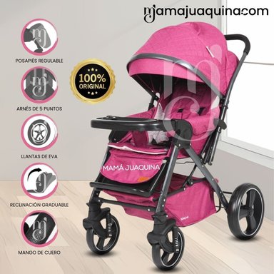 COCHE CUNA BABY CRAFT PARMA ROSA LUJO BABY