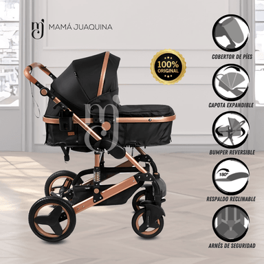 COCHE CUNA EBABY SAGIRA NEGRO EDICIÓN LIMITADA