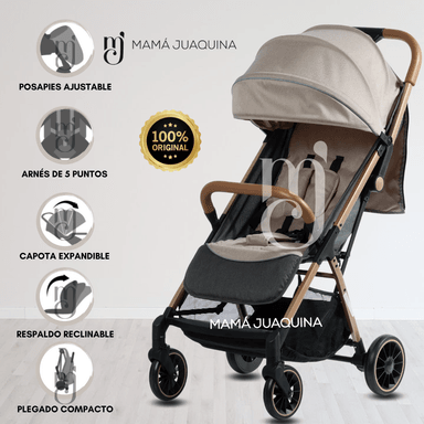 COCHE MALETA PARA BEBÉ «SAFFE» DE FÁCIL PLEGADO BEIGE