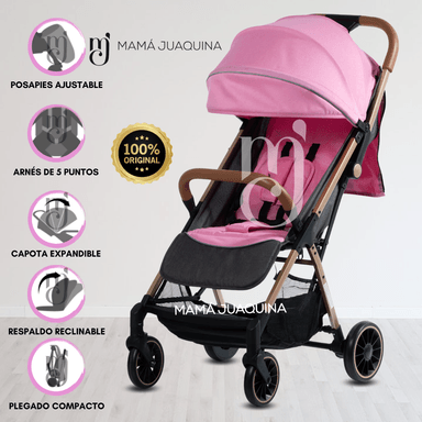 COCHE MALETA PARA BEBÉ «SAFFE» DE FÁCIL PLEGADO ROSA