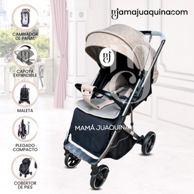 COCHE MALETA DE LUJO PARA BEBÉ «LIVANO TRAVEL» DE FÁCIL PLEGADO BEIGE