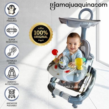 ANDADOR CON TABLERO MUSICAL «HAPPY PENGUIN» GRIS
