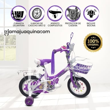 BICICLETA CAMPERA CON CANASTA ARO 12 «CANDY III» MORADO - 1