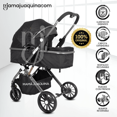 COCHE MOISÉS DE LUJO «STANLIE» EDICIÓN LIMITADA NEGRO